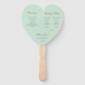 Mint Green Gray Calligraphy Heart Wedding Program Fächer (Rückseite)