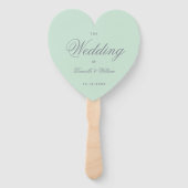 Mint Green Gray Calligraphy Heart Wedding Program Fächer (Vorderseite)