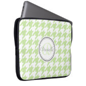 Mint Green Gray Hahnentrittmuster Monogram Muster Laptopschutzhülle (Vorne Rechts)