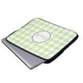 Mint Green Gray Hahnentrittmuster Monogram Muster Laptopschutzhülle (Vorne Knopf)