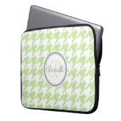 Mint Green Gray Hahnentrittmuster Monogram Muster Laptopschutzhülle (Vorderseite Links)