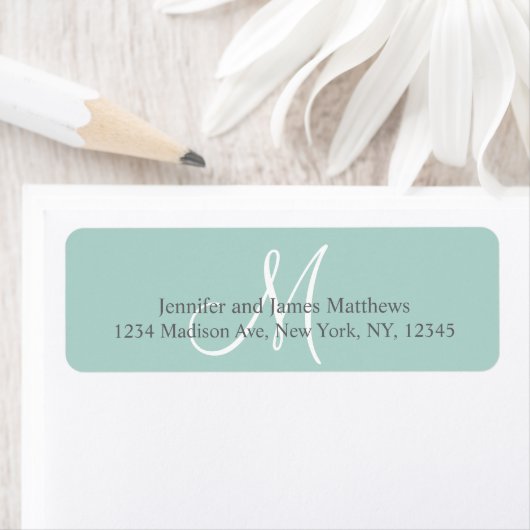 Mint Green, Gray Monogram für Hochzeiten (Insitu)