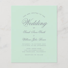 Mint Green & Gray Script Budget Einladung Hochzeit