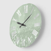 Mint Green Gray Silver Glitzer Metal römische Zahl Große Wanduhr (Winkel)