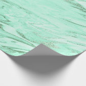 Mint Green Gray Silver White Marble Shiny Glam Geschenkpapier (Ecke)
