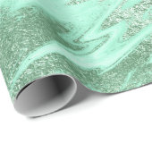 Mint Green Gray Silver White Marble Shiny Glam Geschenkpapier (Rolleneckpunkt)