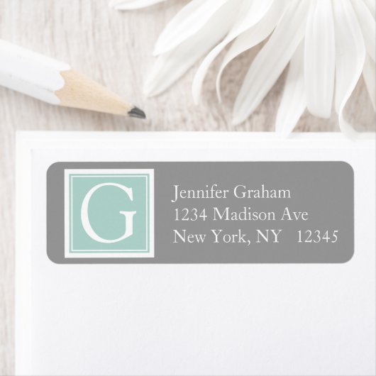 Mint Green Gray Simple Modern Monogram (Insitu)