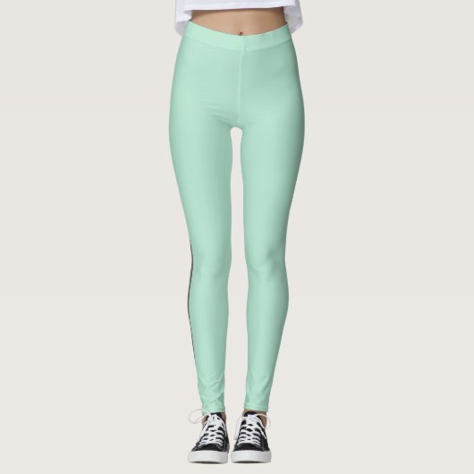 Mint Green Gray Stripe Leggings (Vorderseite)