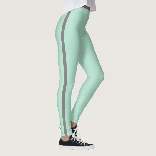 Mint Green Gray Stripe Leggings (Rechts)
