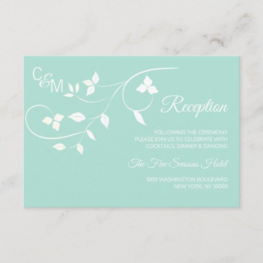 Mint Green & Gray Wedding RECEPTION Einsteckkarte Begleitkarte (Vorderseite)