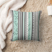 Mint Green Grey and White Striped Polka dot  Kissen (Decke)
