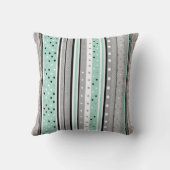 Mint Green Grey and White Striped Polka dot  Kissen (Rückseite)