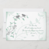 Mint Green Grey Birds Hochzeitseinladung Einladung (Rückseite)