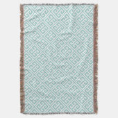 Mint Green Griechisches Schlüsselmuster Decke (Vorderseite Vertikal)