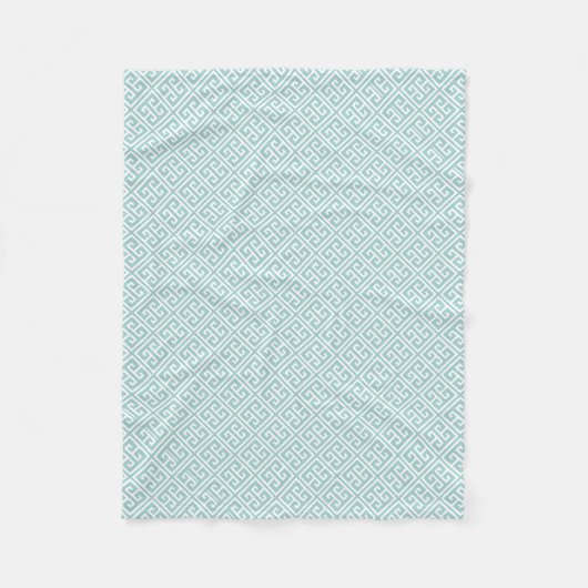 Mint Green Griechisches Schlüsselmuster Fleecedecke (Vorderseite)