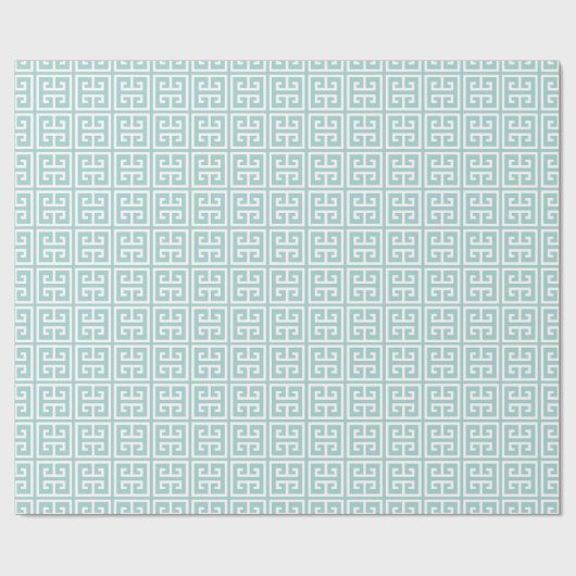 Mint Green Griechisches Schlüsselmuster Geschenkpapier (Flach)
