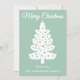 Mint Green Handwriting Script Weihnachtsbaum Feiertagskarte