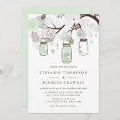 Mint Green Hanging Mason Jars Wedding Einladung (Vorne/Hinten)