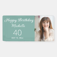Mint Green Happy Birthday Foto Banner