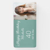 Mint Green Happy Birthday Foto Banner (Vertikal)