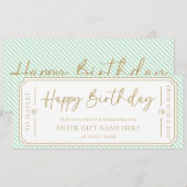 Mint Green Happy Birthday Geschenkgutschein-Karte Einladung (Vorne/Hinten)