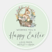 Mint Green Happy Oaster Bunny Runder Aufkleber (Vorderseite)