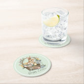 Mint Green Happy Oaster Bunny Runder Pappuntersetzer (Vor Ort)