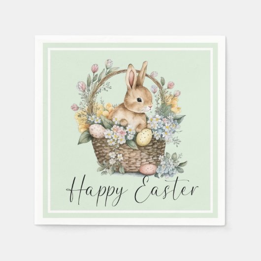 Mint Green Happy Oaster Bunny Serviette (Vorderseite)