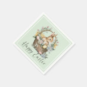 Mint Green Happy Oaster Bunny Serviette (Ecke)