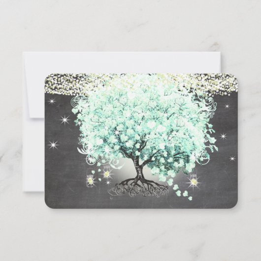 Mint Green Heart Leaf Tree Mason Jar UAWG RSVP Karte (Rückseite)