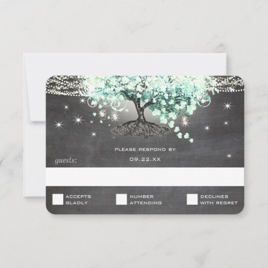 Mint Green Heart Leaf Tree Mason Jar UAWG RSVP Karte (Vorderseite)