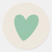 Mint Green Heart Round Aufkleber Set von 20 (Vorderseite)
