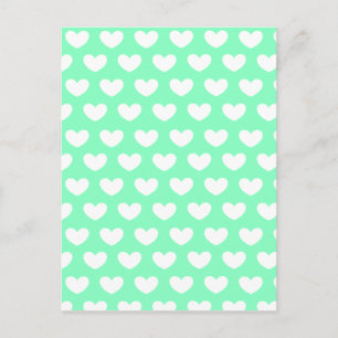 Mint Green Hearts Postkarte