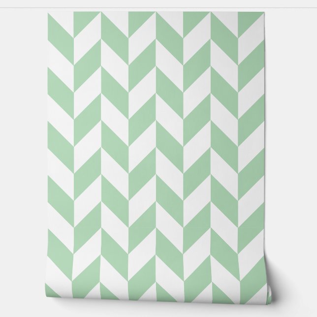 Mint Green Herringbone Tapete (Abrollen)