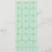Mint Green Hexagon Gold Geometric Wedding Menu Menükarte (Rückseite)