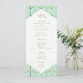 Mint Green Hexagon Gold Geometric Wedding Menu Menükarte (Stehend Vorderseite)