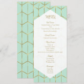 Mint Green Hexagon Gold Geometric Wedding Menu Menükarte (Vorne/Hinten)