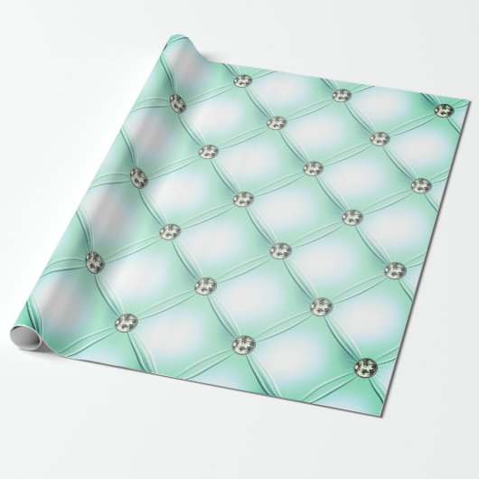 Mint Green Hübsch Bling Geschenkpapier (Ungerollt)