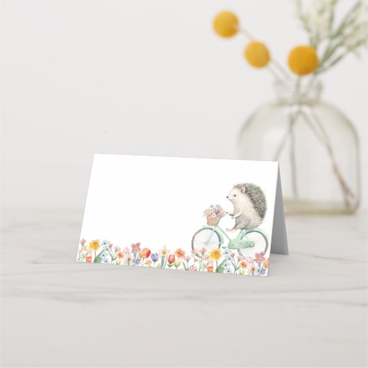 Mint Green Igel Baby Dusche Platzkarte (Vorderseite)