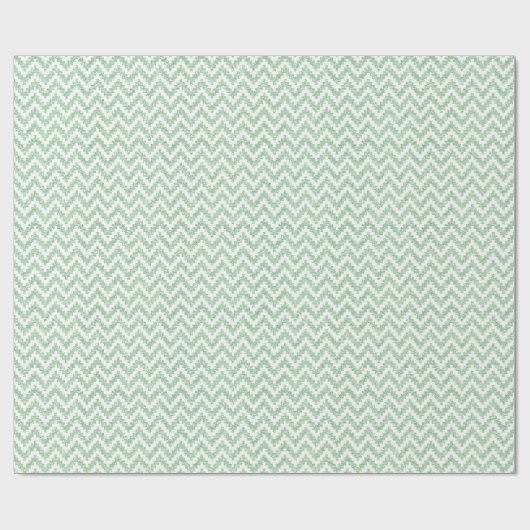 Mint-Green Imitate Glitzer & White Ikat Zickzack Geschenkpapier (Flach)