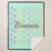 Mint Green Individuelle Name Donut Sherpa Blanket Sherpadecke (Vorderseite)