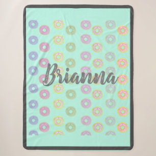 Mint Green Individuelle Name Donut Sherpa Blanket Sherpadecke