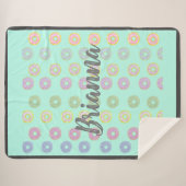 Mint Green Individuelle Name Donut Sherpa Blanket Sherpadecke (Vorderseite (Horizontal))