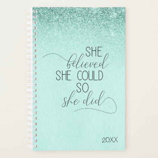 Mint Green Inspirational Woman Planer (Vorderseite)