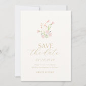 Mint Green & Ivory Wildblume Wedding Save The Date (Vorderseite)