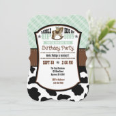 Mint Green Kariert Cowhide Cowboy Birthday Einladu Einladung (Stehend Vorderseite)
