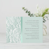 Mint Green Lace Wedding Einladung (Stehend Vorderseite)
