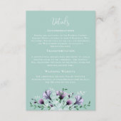 Mint Green Lila Floral QR Code Detail Hochzeit Begleitkarte (Vorderseite)