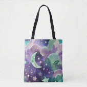 Mint Green Lilac Moon Calm Aesthetic Tasche (Vorderseite)