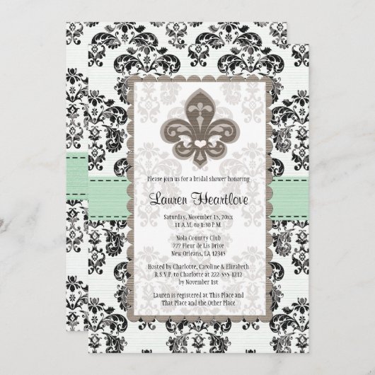 Mint Green Lilie Bridal Dusche Einladungen (Vorne/Hinten)
